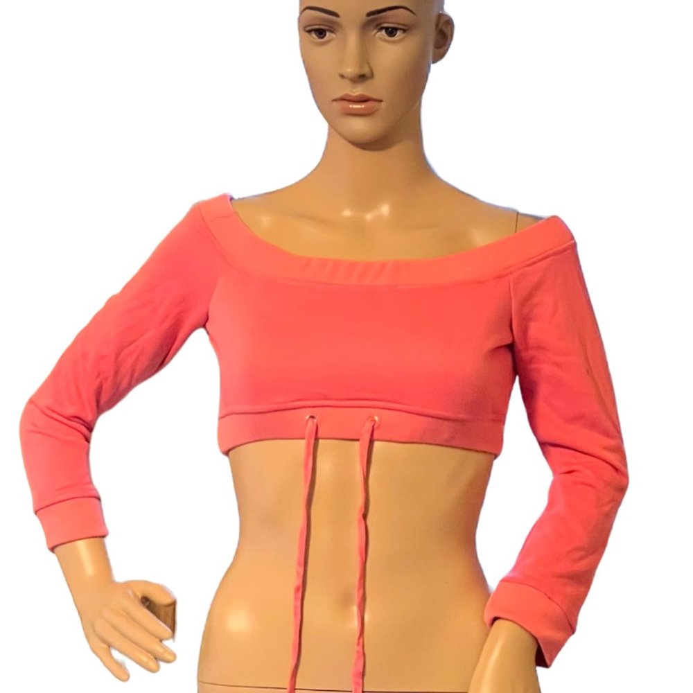 Pink Colored Long Sleeve Crop Top Size S